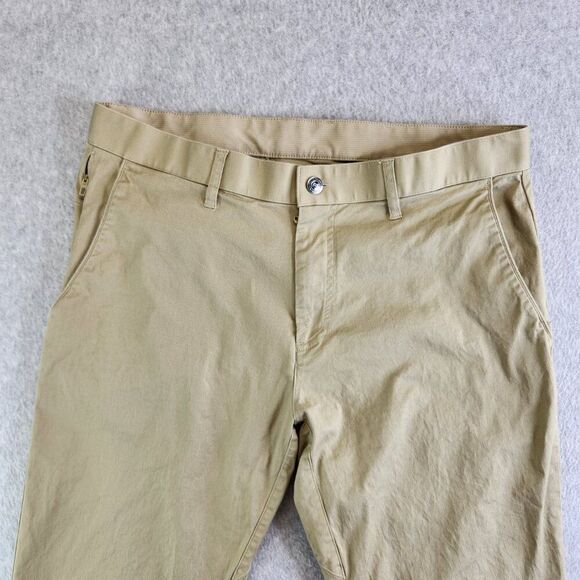 Fabletics Pants Mens 32X31 Khaki Tapered Slim Travel Golf Office Commute Chino - Picture 2 of 16